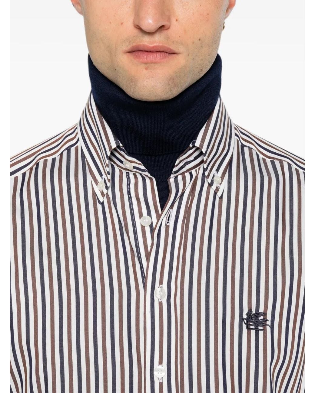 Etro Gray Striped Button-Down Shirt for men