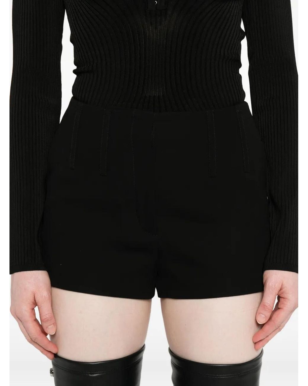 Mugler Black Pleated Shorts