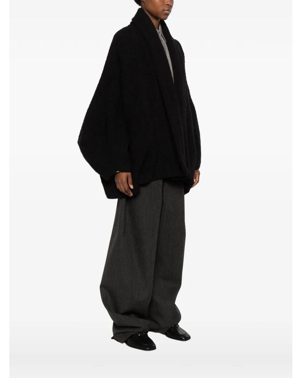 Uma Wang Black Knook Shawl-Collar Oversized Jacket