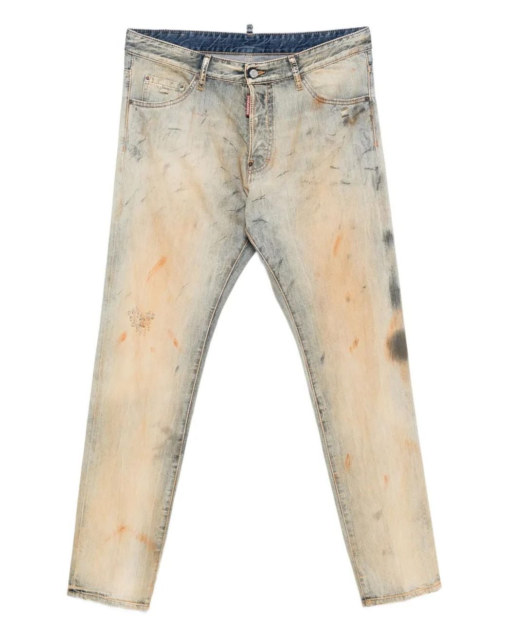 DSquared² Natural Cool Guy Faded-Effect Paint-Splatter Jeans for men