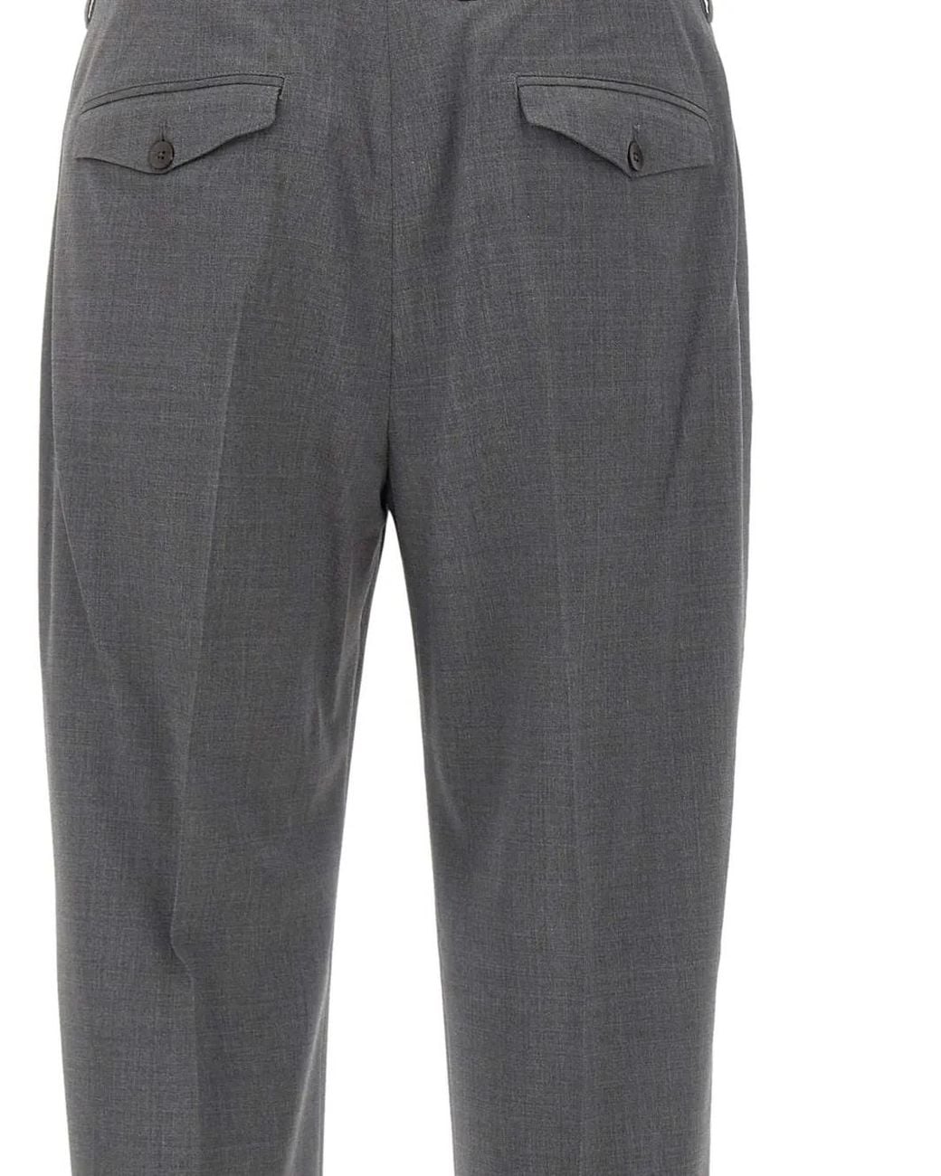 Devore Gray Front-Pleats Cuffed Trousers for men