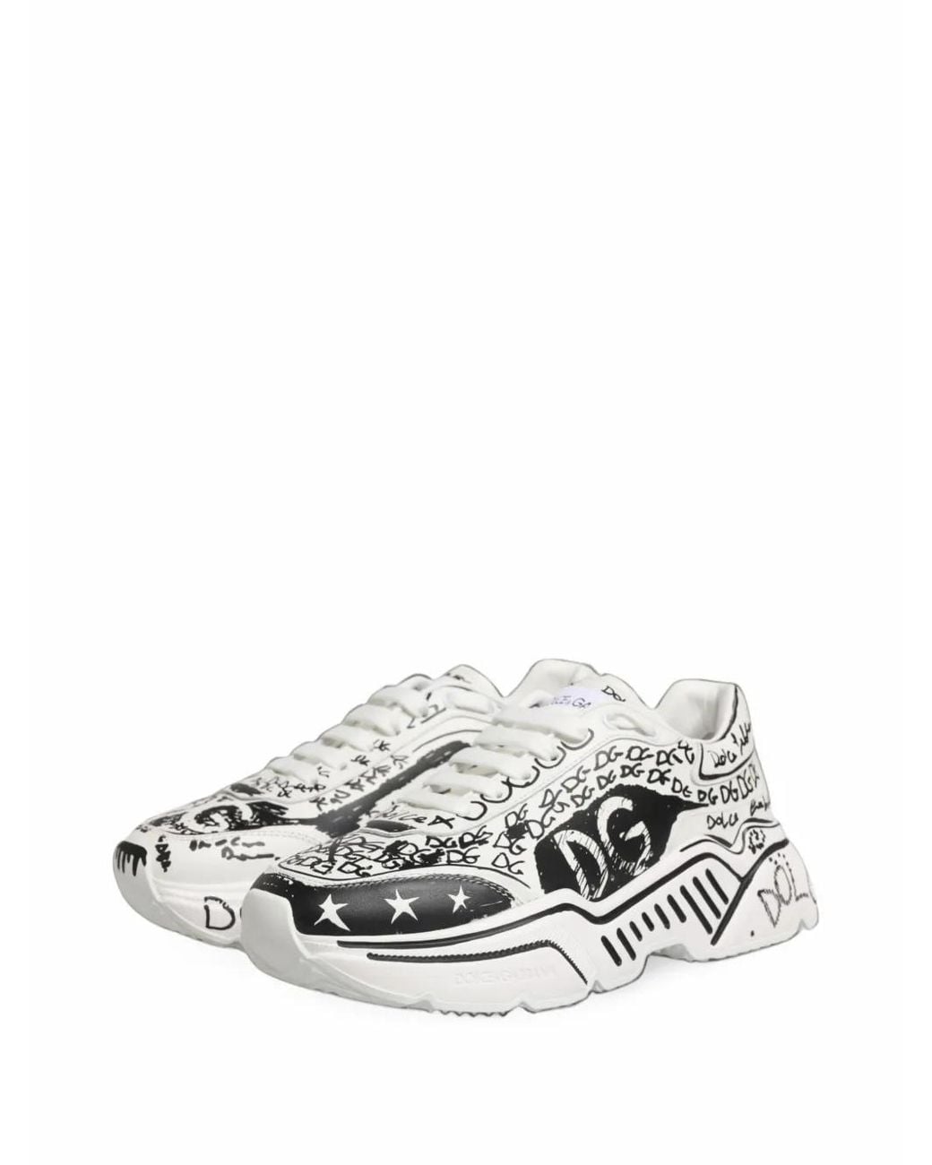 Dolce & Gabbana White Daymaster Graffiti Sneakers