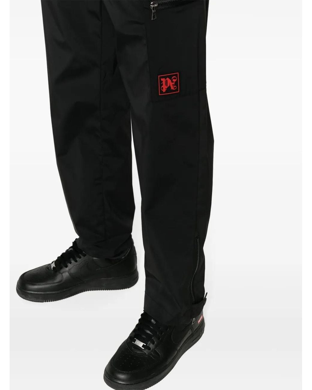 Palm Angels Black Loose-Fit Shell Trousers for men