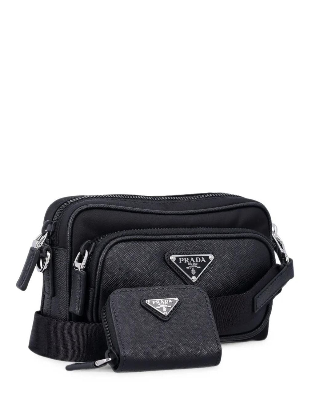 Prada Black Re-Nylon And Saffiano Leather Shoulder Bag for men