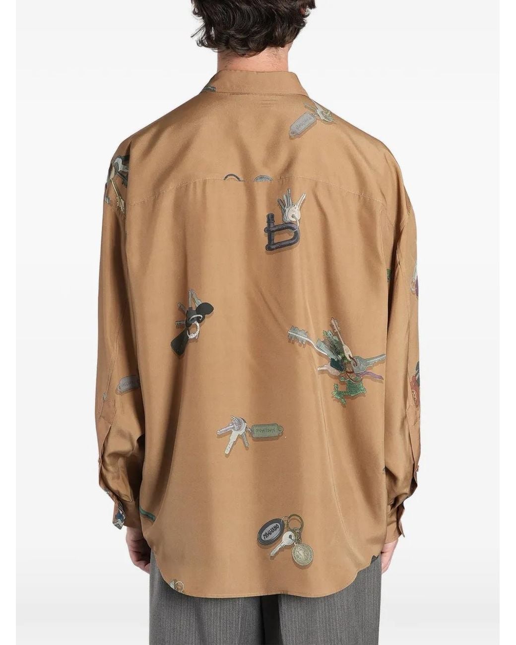 Magliano Natural Key-Print Draped Shirt for men