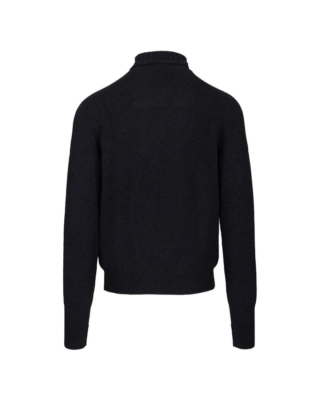 Fedeli Blue Knitted Roll-Neck Sweater for men