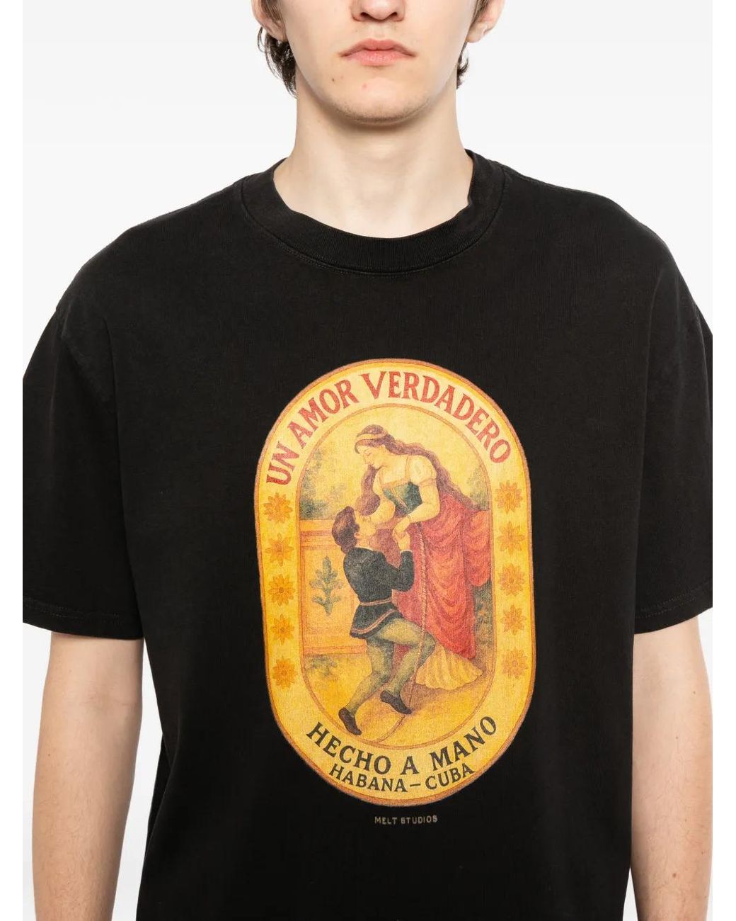 Melt Black Crew Neck T-Shirt for men