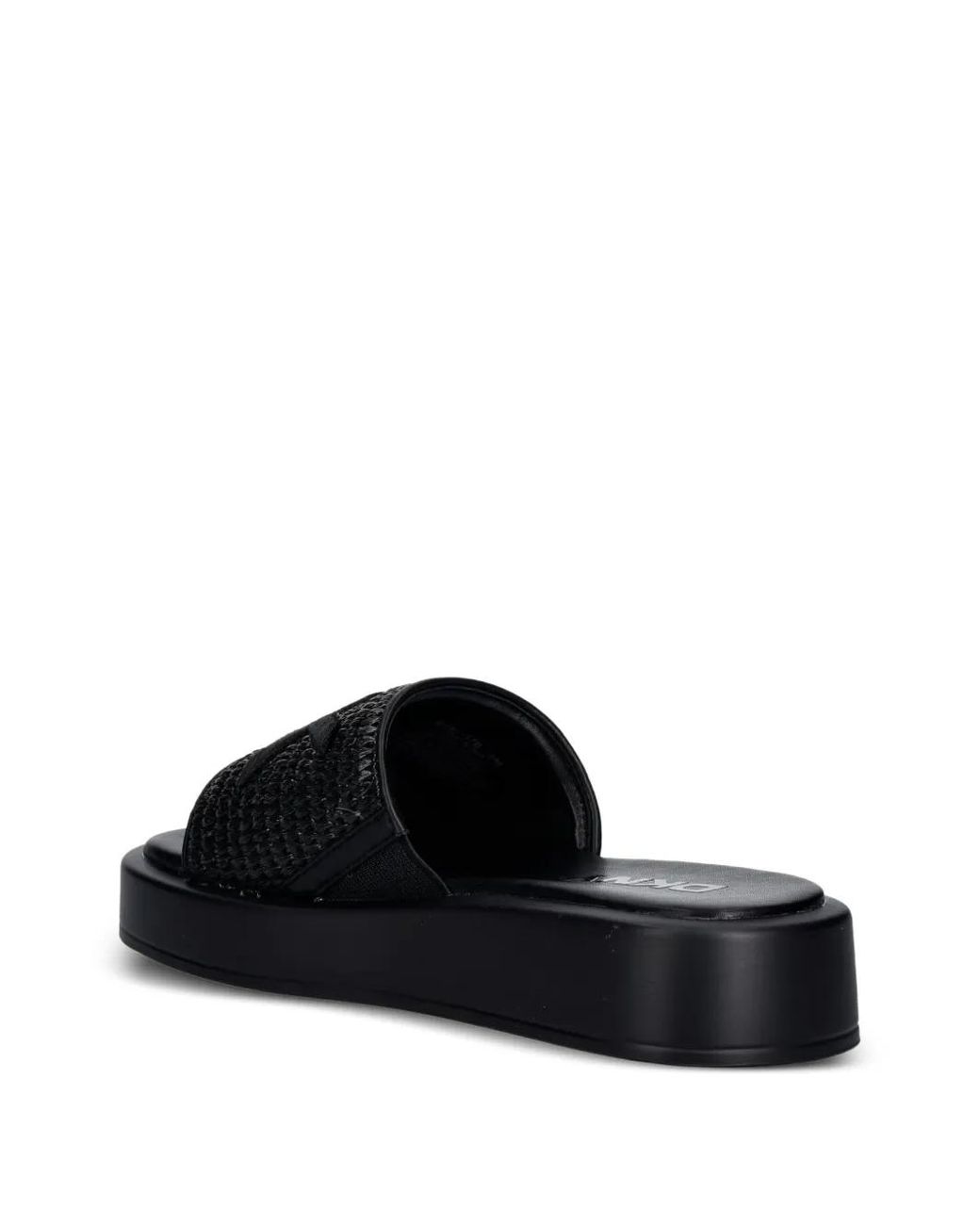 DKNY Black Logo-Patch Woven Flat Sandals