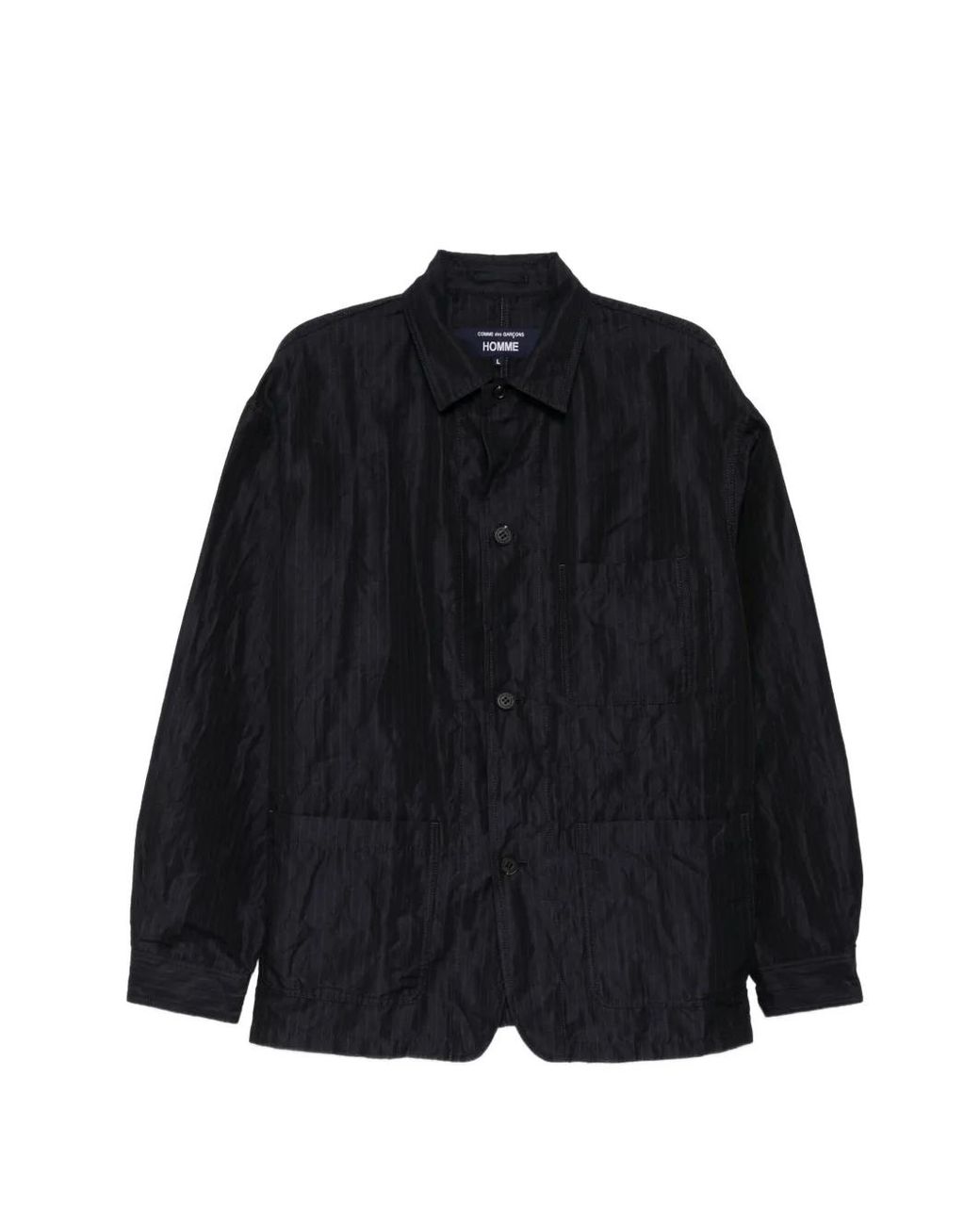 Comme des Garçons Black Pinstripe-Pattern Crinkled Jacket for men