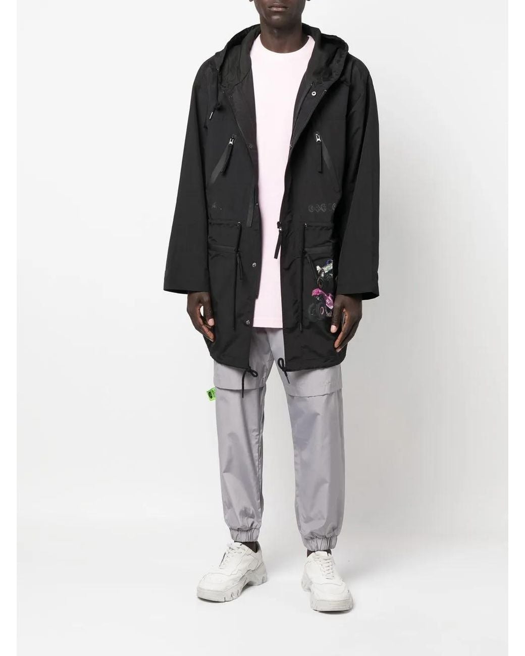 Garbage TV Black Graphic-Print Raincoat for men