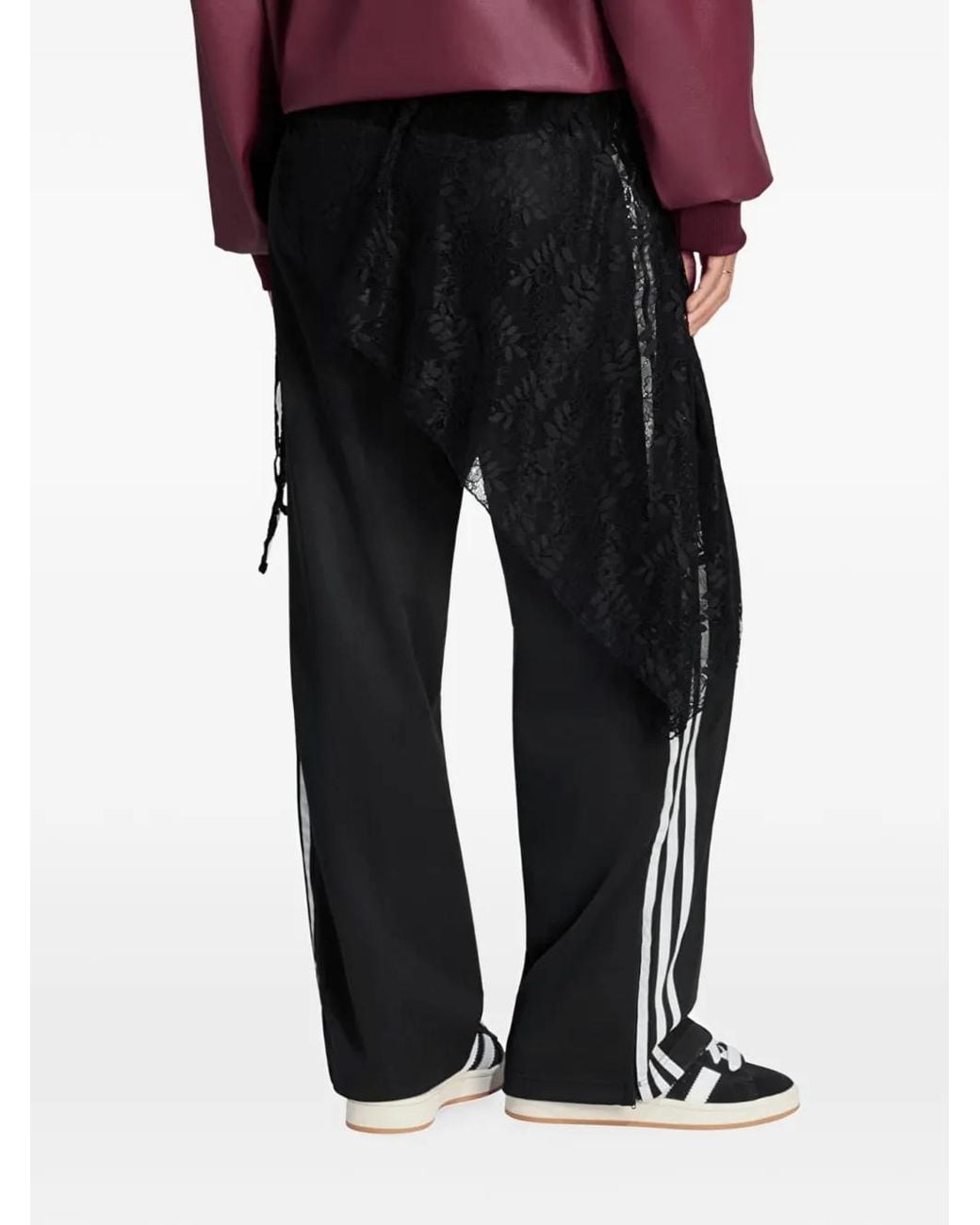 Adidas Black Firebird Lace-Skirt Track Pants