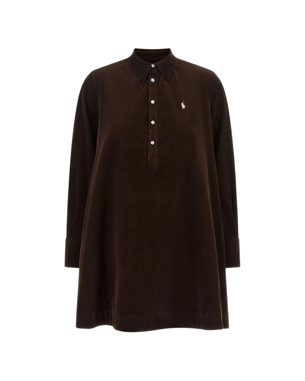 Polo Ralph Lauren Brown Corduroy Pleated Shirtdress