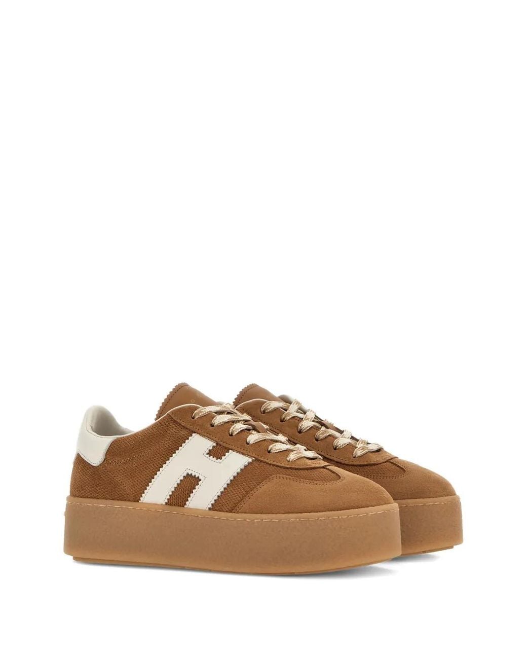 Hogan Brown H698 Platform Lace Up Sneakers