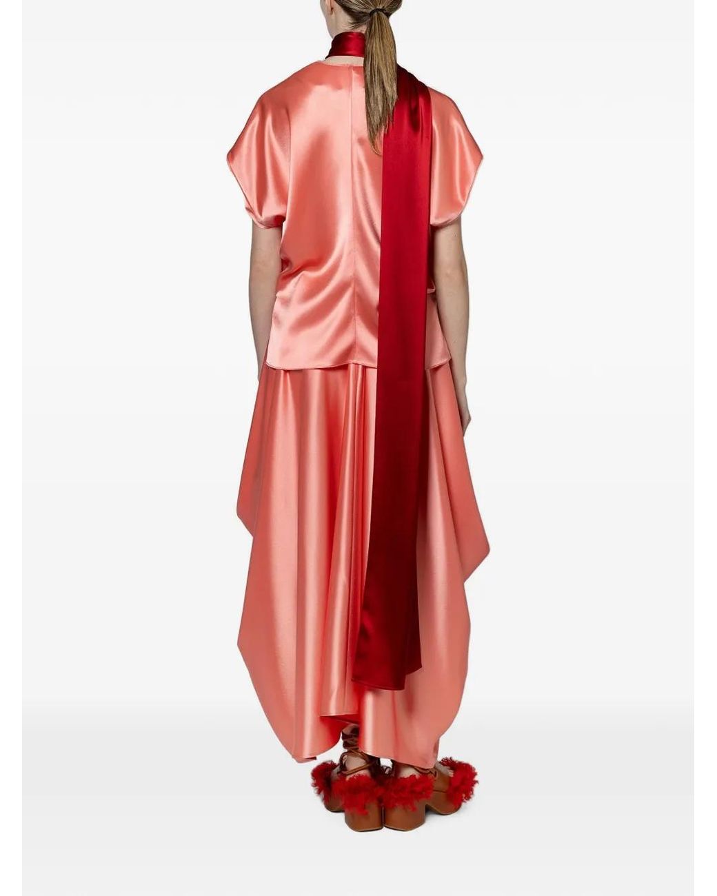 Roksanda Red Nava Satin V-Neck Top