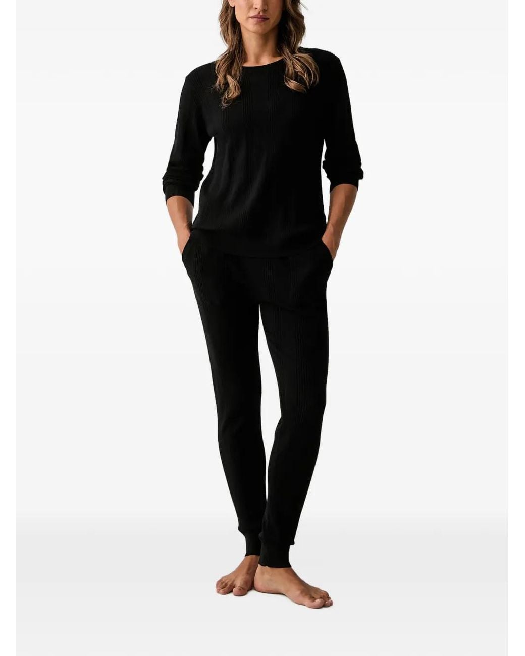 DKNY Black Ribbed-Knit Pyjamas