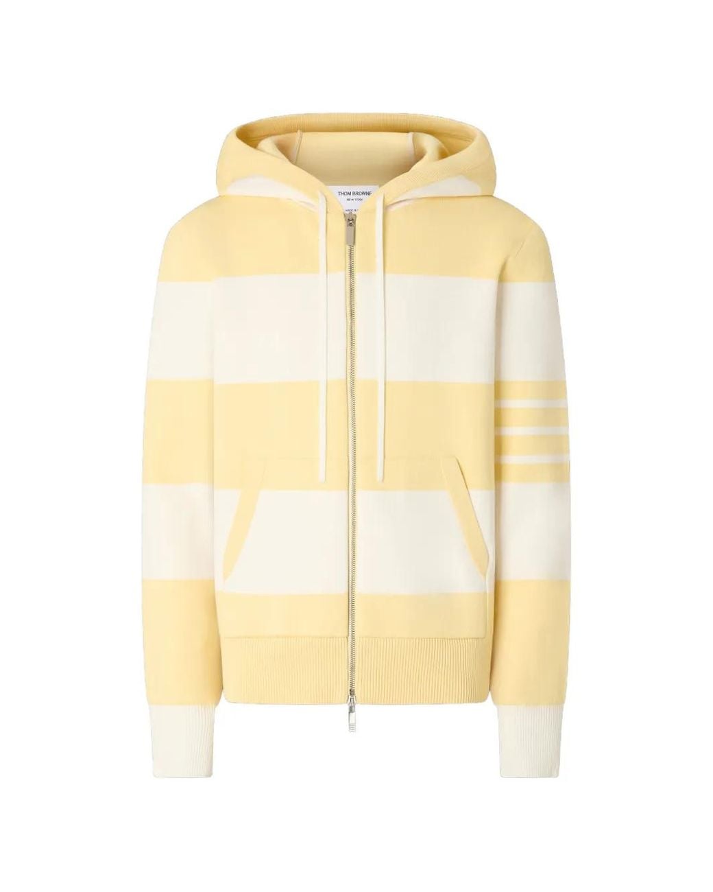 Thom Browne Yellow Hector 4-Bar Rugby Zip Up Hoodie for men