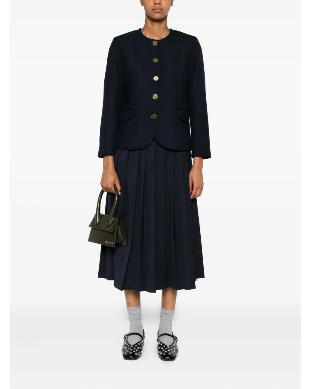 Sandro Blue Button-Front Jacket