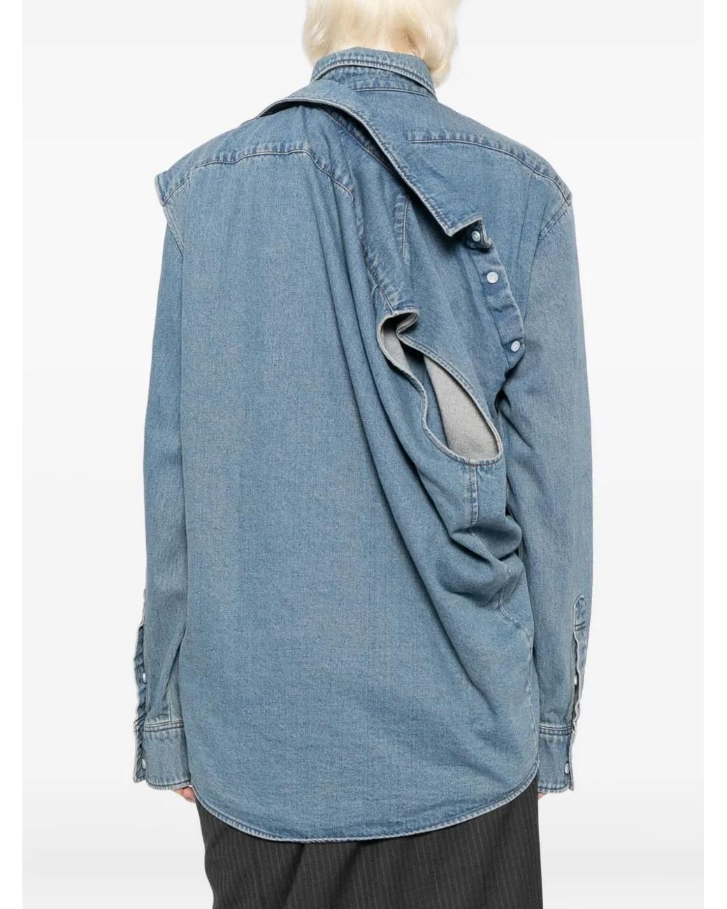 Moohong Blue Double-Layered Denim Shirt