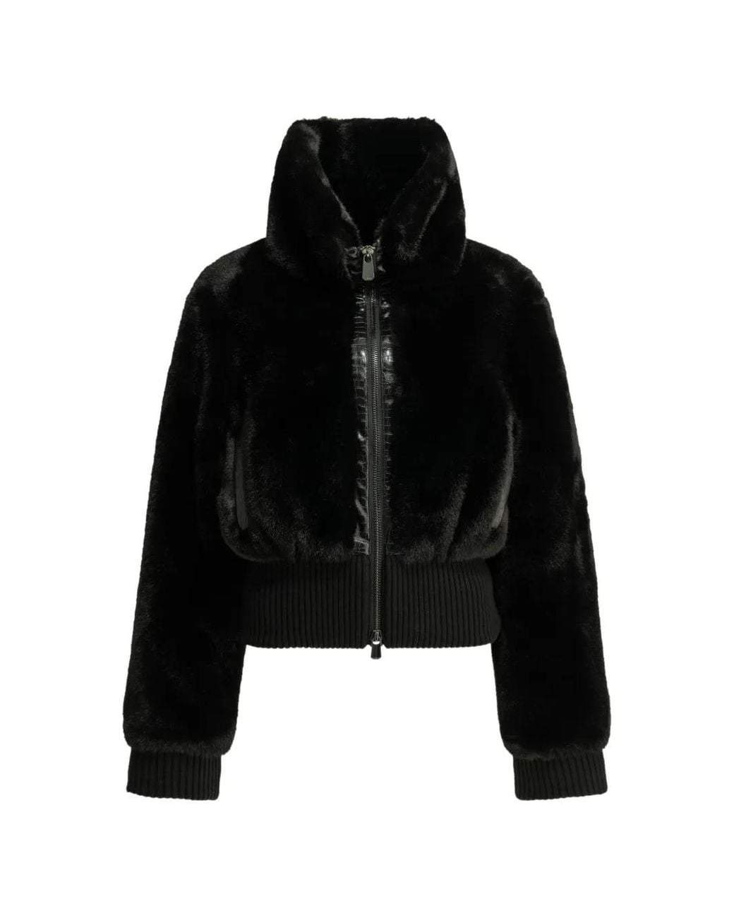 Pinko Black Faux Fur Bomber Jacket