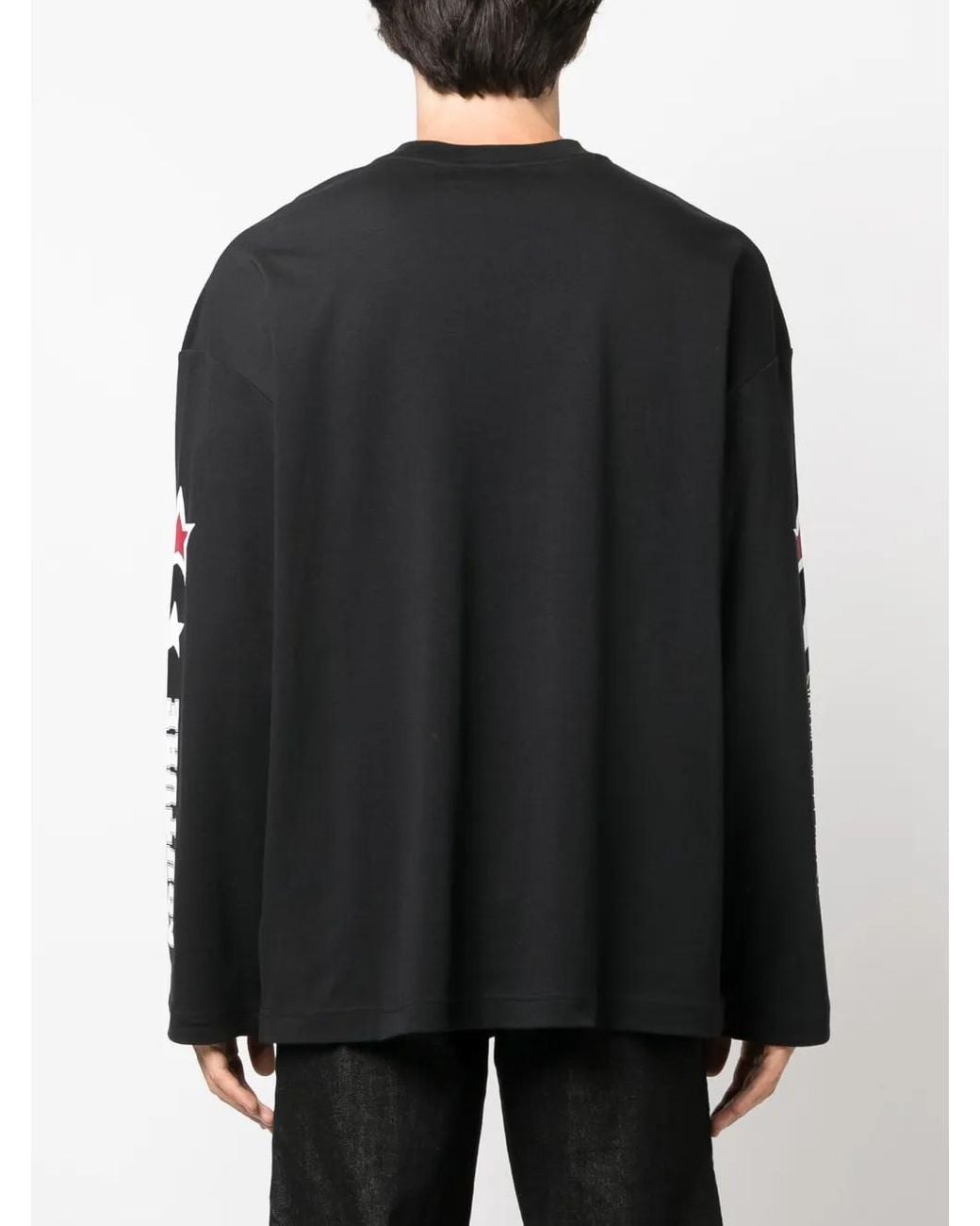 Versace Jeans Couture Black Logo-Print Long-Sleeve Top for men