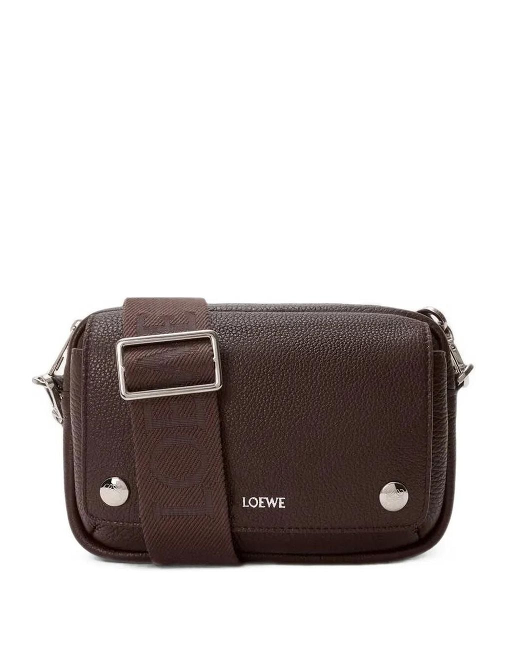 Loewe Brown Medium Pebble Messenger Bag for men