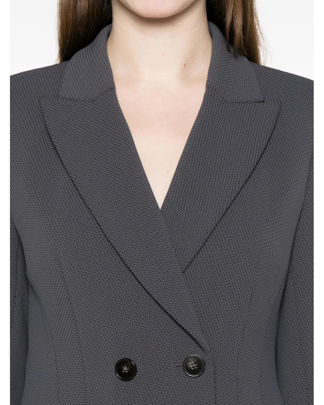 Marc Cain Gray Double-Breasted Blazer