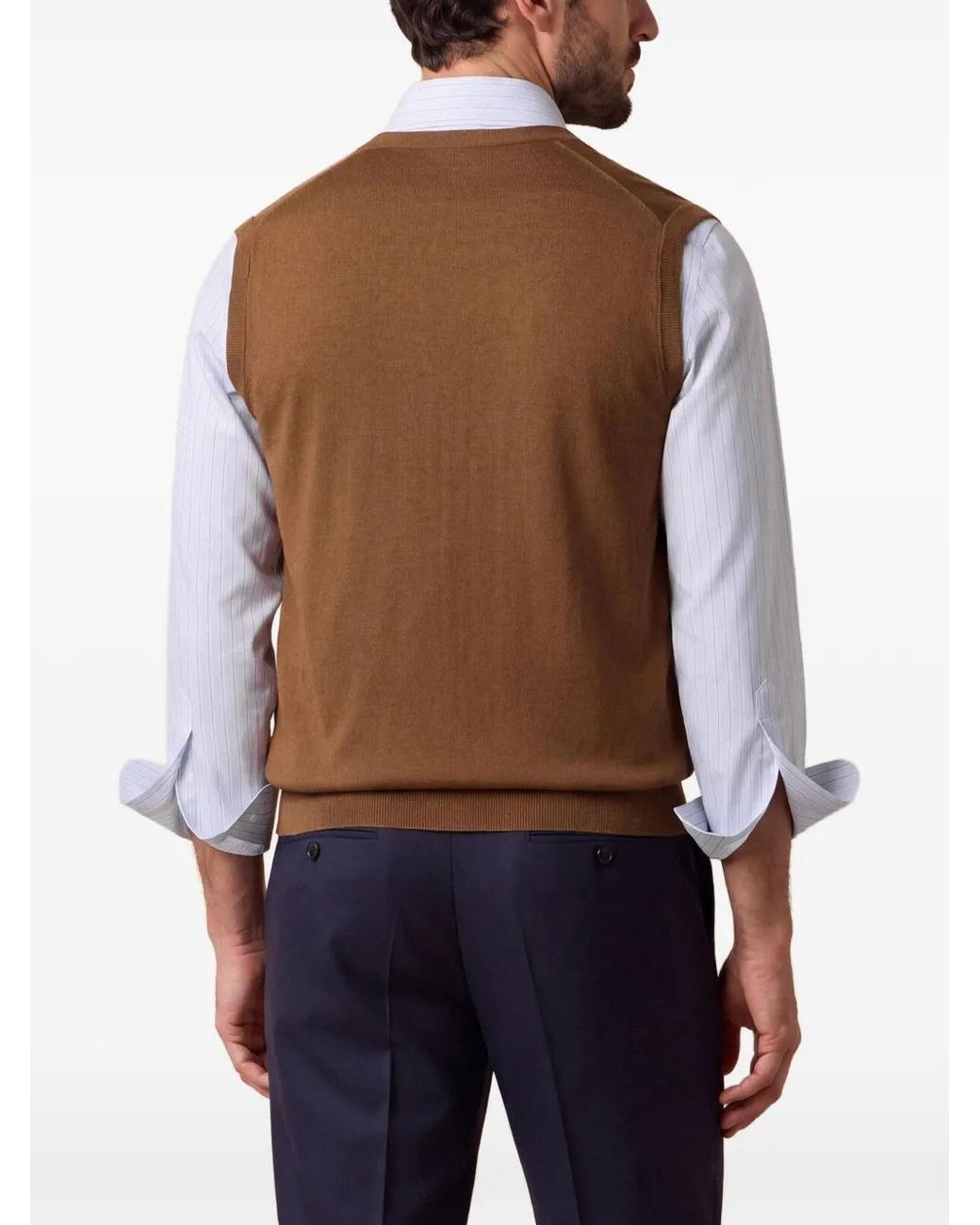 Brooks Brothers Brown Button-Front V-Neck Sweater Vest for men