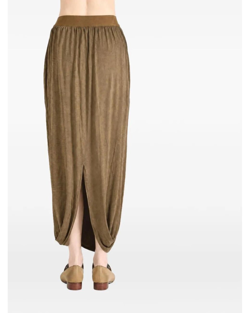 Uma Wang Natural Draped-Detail Midi Skirt