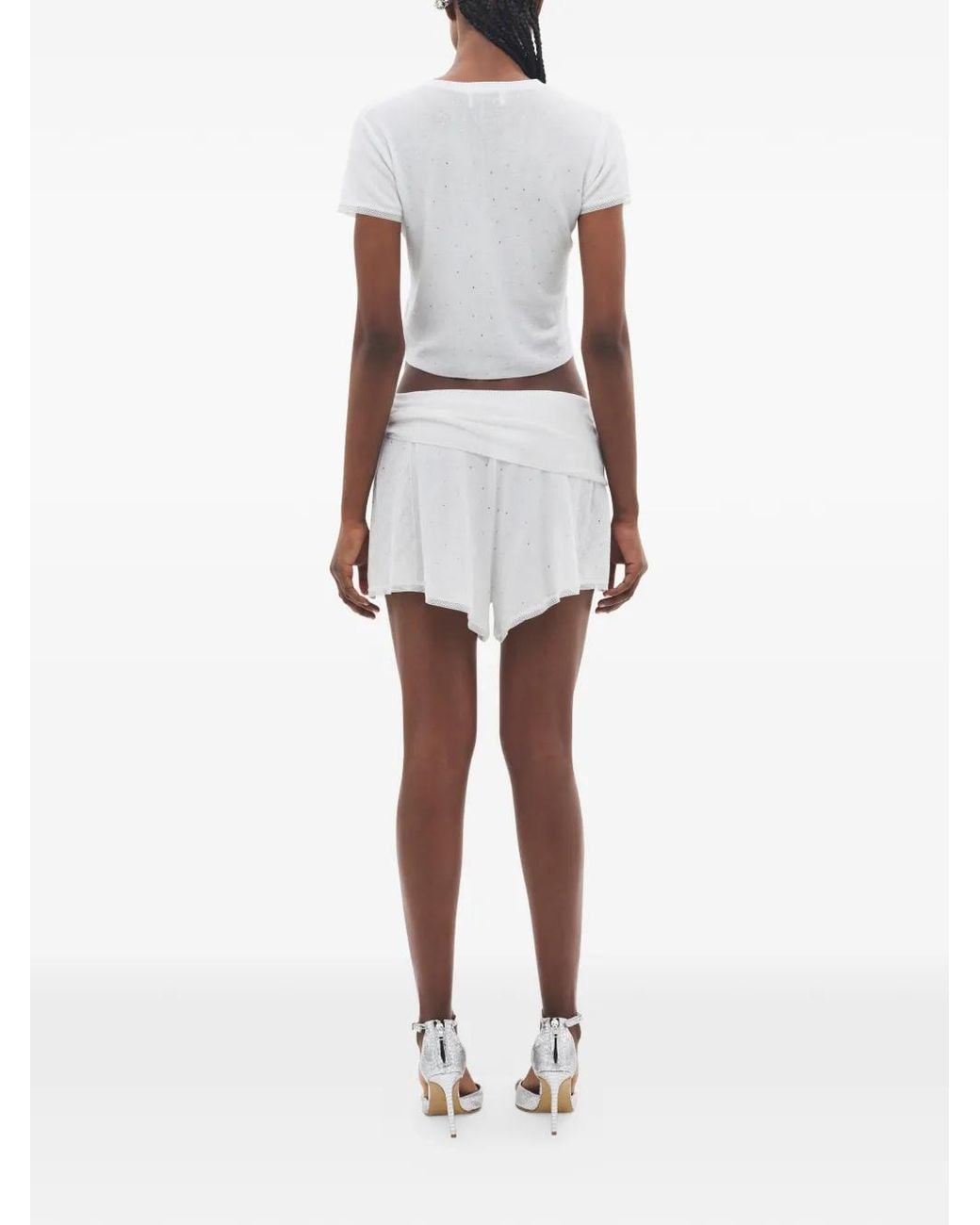 Area White Crystal-Embellished Shorts