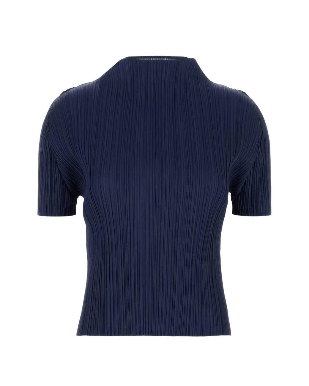 Pleats Please Issey Miyake Blue T-Shirt Plissé September À Manches Courtes