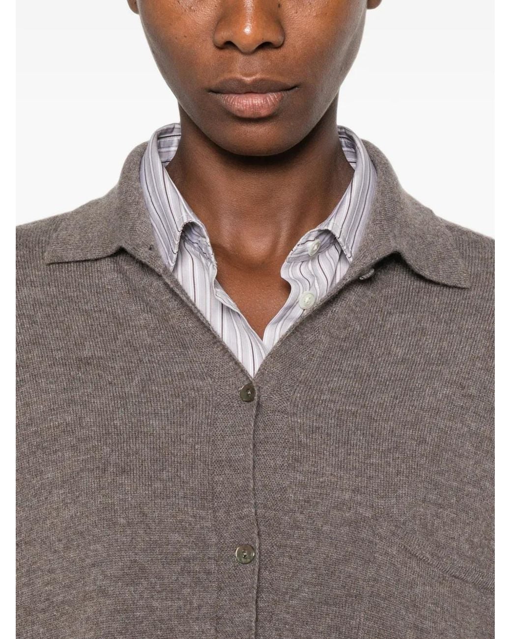 Whyci Brown Button-Up Chest-Pocket Cardigan