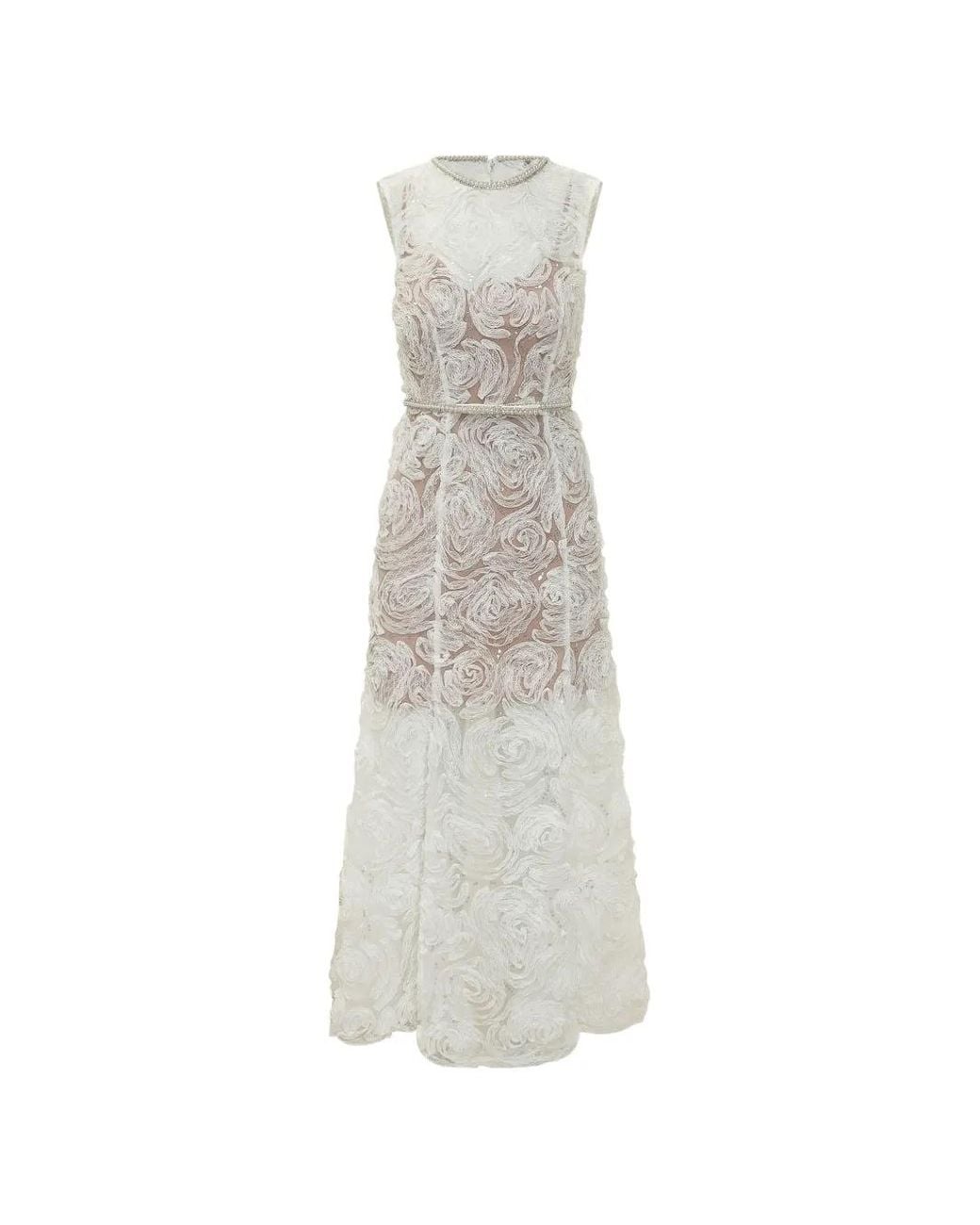 Self-Portrait White Lace Midi Dress