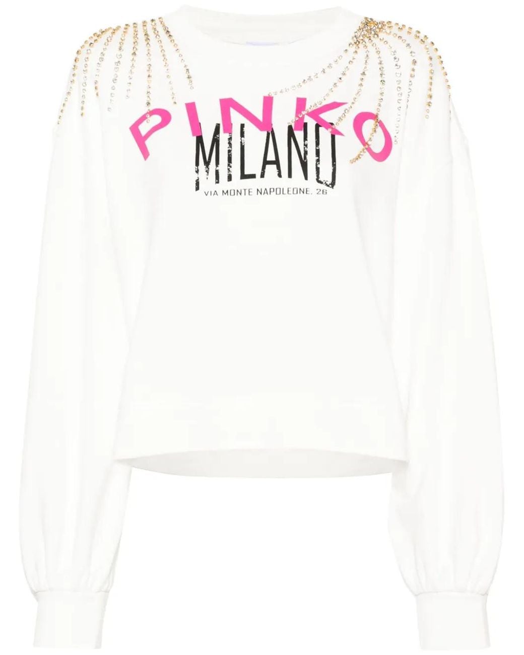Pinko White Cities Sweatshirt, Cloud