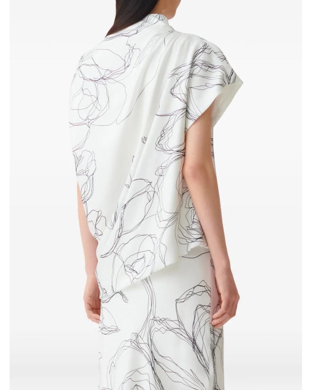 Fabiana Filippi White Haut Drapé À Fleurs