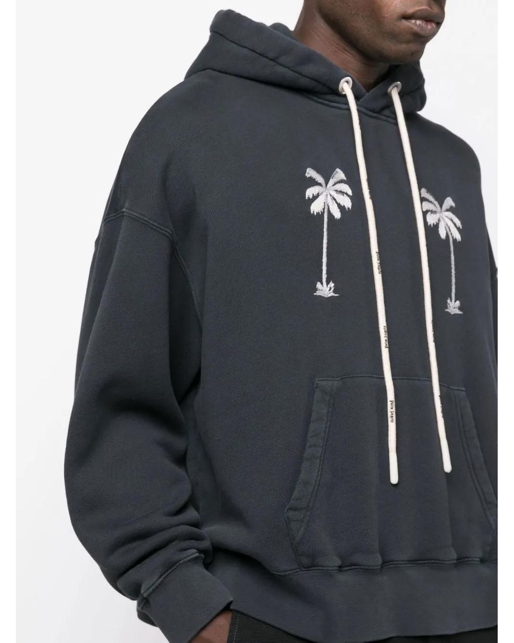 Palm Angels Black Graphic-Print Cotton Hoodie for men