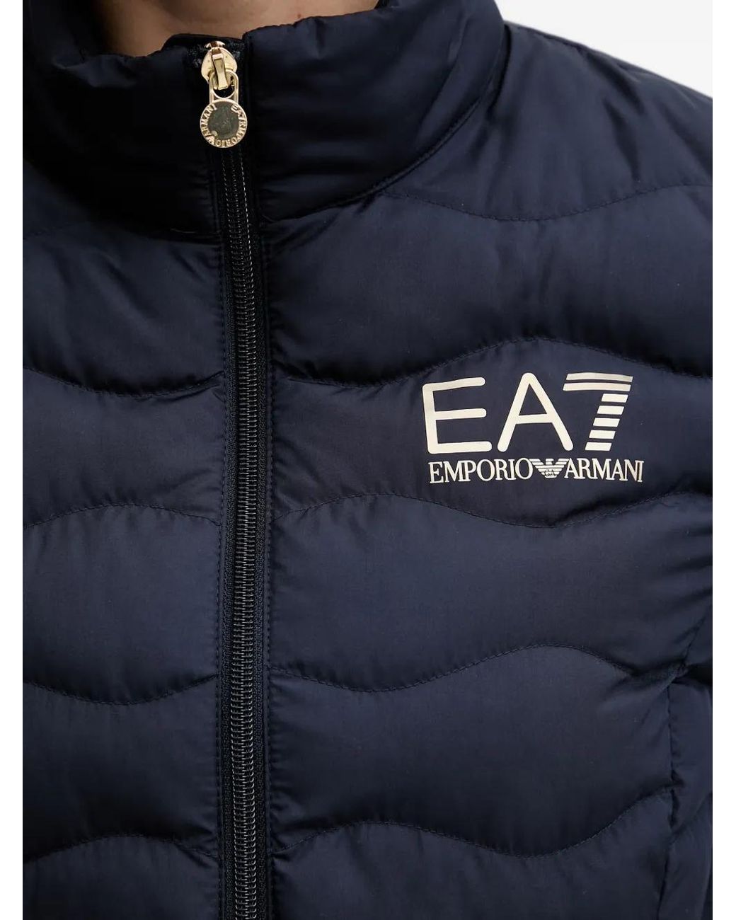 EA7 Blue Padded Zip-Up Jacket