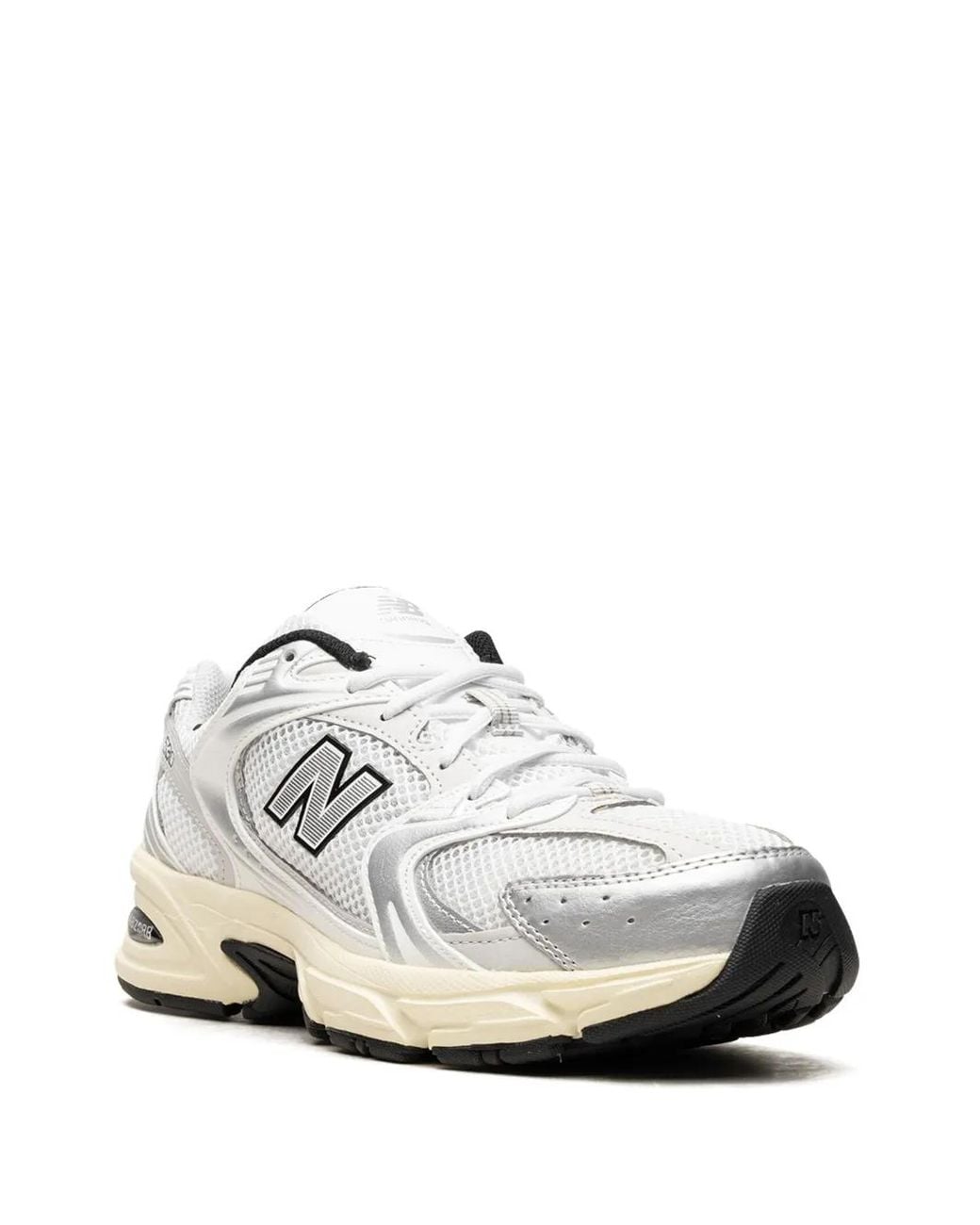 New Balance White Logo-Patch Low-Top Sneakers