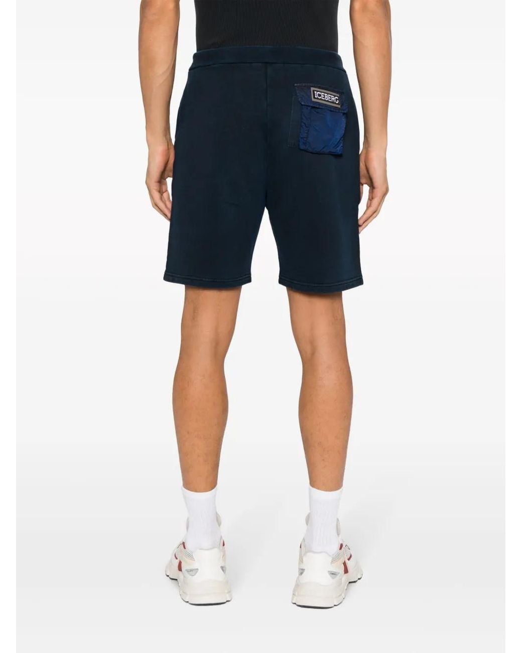Iceberg Blue Logo-Patch Track Shorts for men