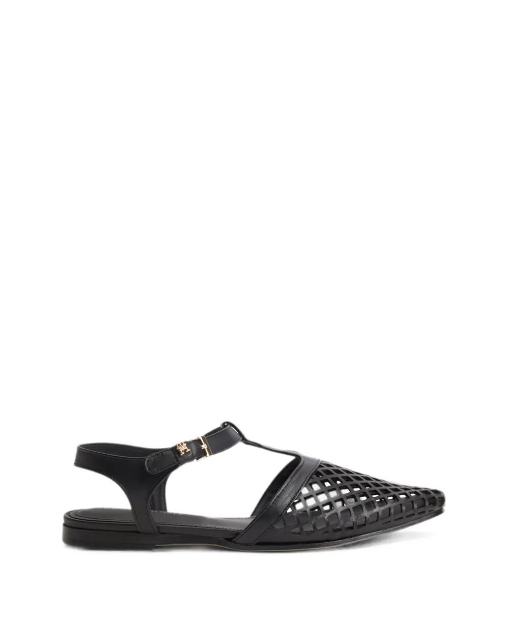 Tommy Hilfiger White Cut-Out T-Bar Flat Pumps