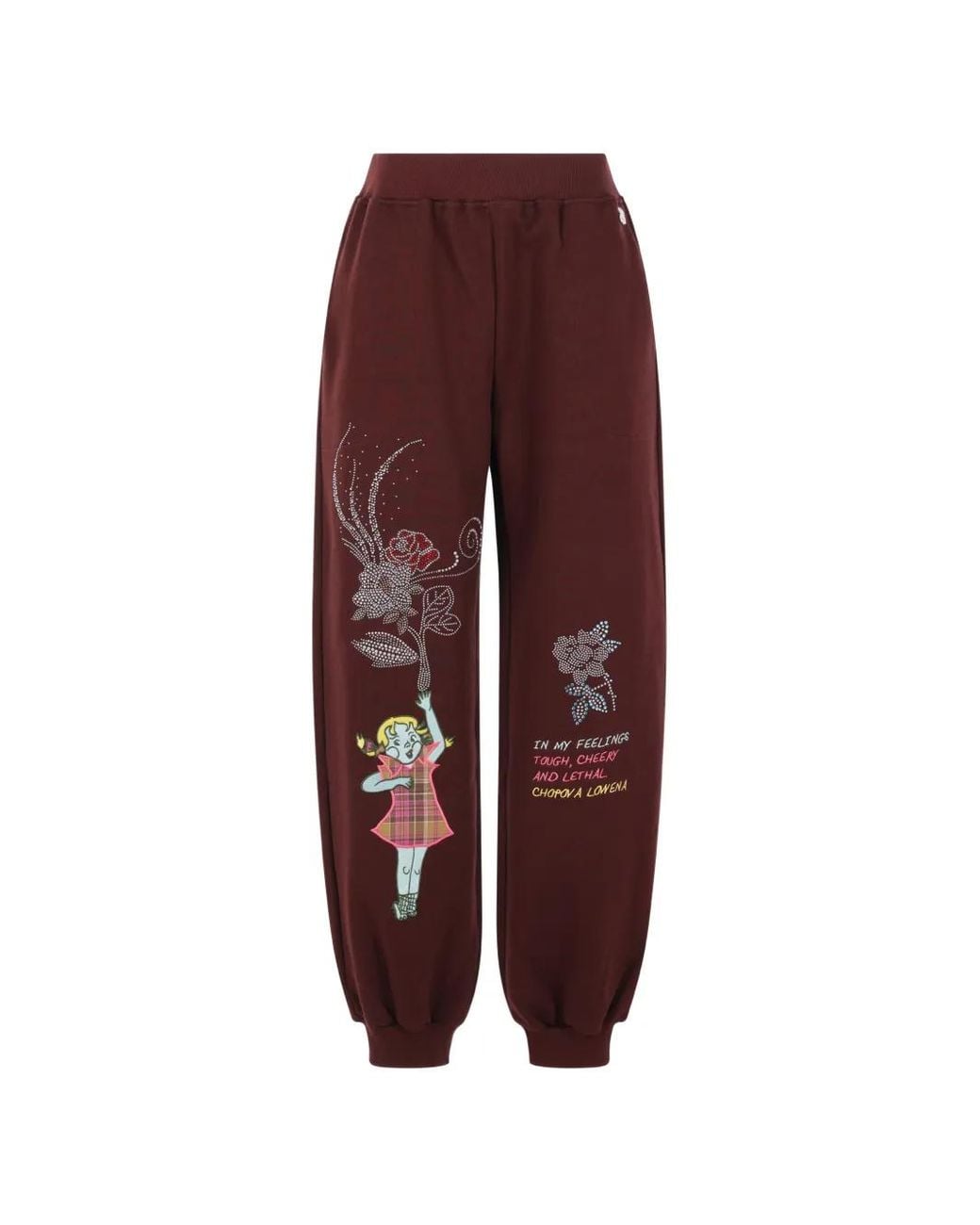 Chopova Lowena Purple Embellished Graphic-Print Track Pants