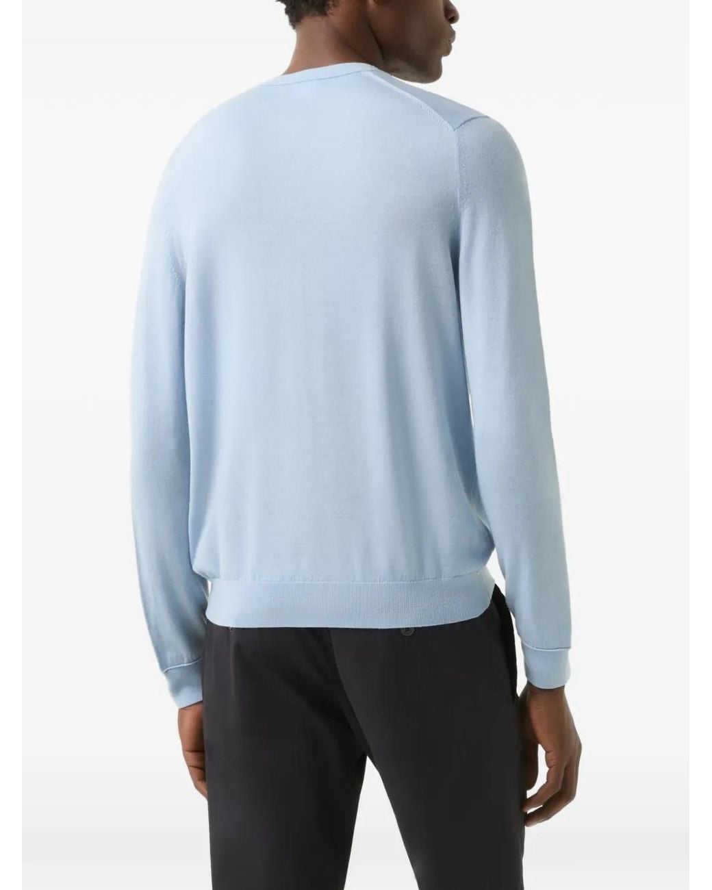 Bogner Blue Ottoman-Detail Crew-Neck Sweater for men