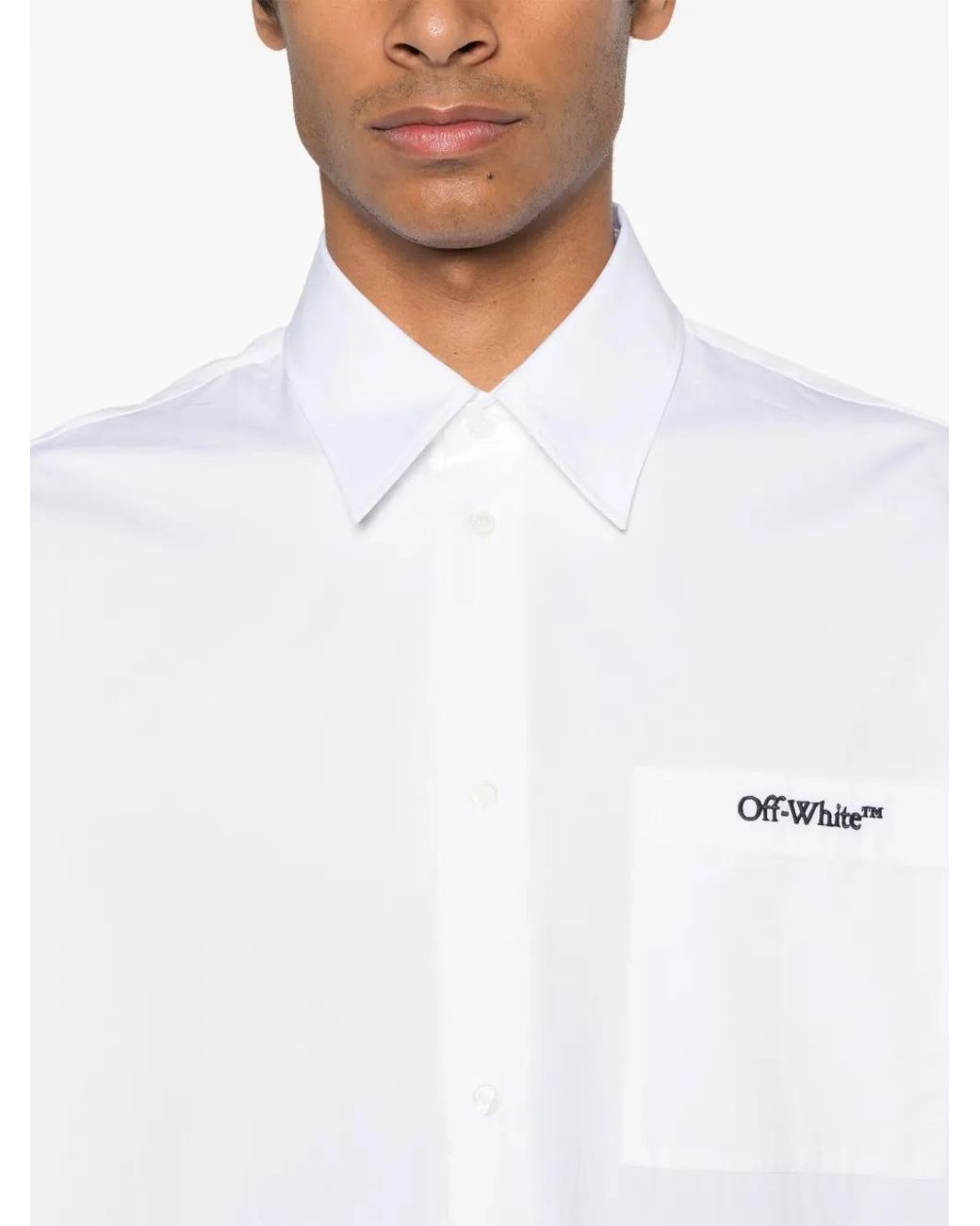 Off-White c/o Virgil Abloh White Logo-Embroidered Shirt for men