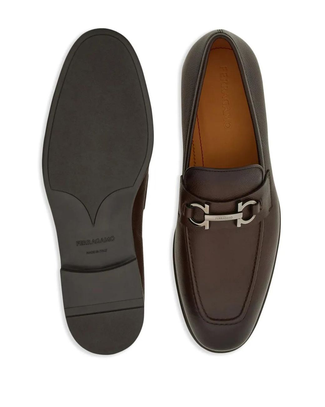 Ferragamo Brown Moccasin With Gancini Ornament for men