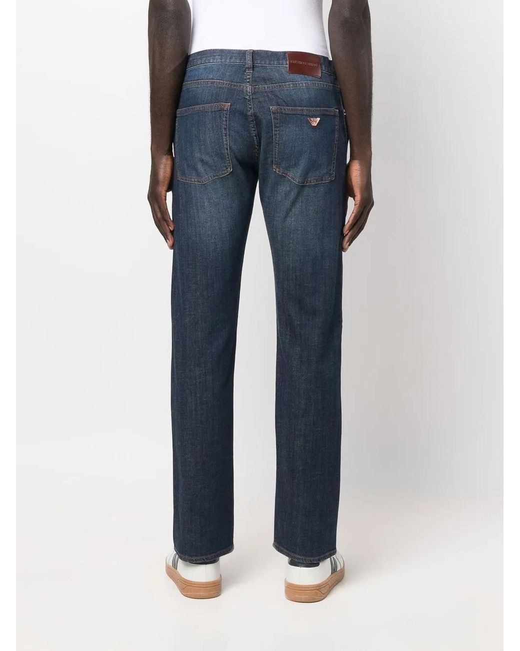 Emporio Armani Blue Straight Leg Denim Jeans for men