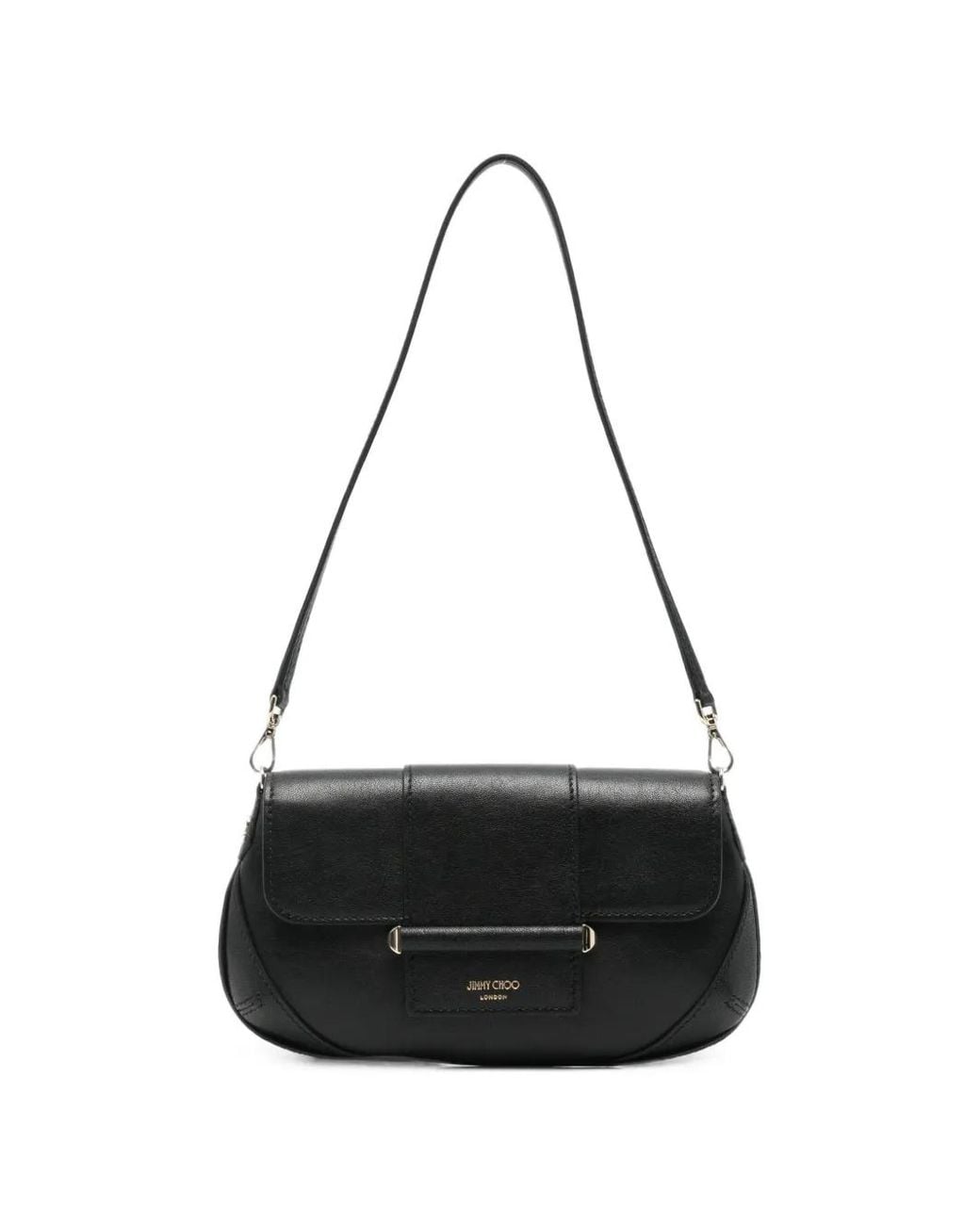 Jimmy Choo Black Bar Buckle-Detail Leather Clutch Bag