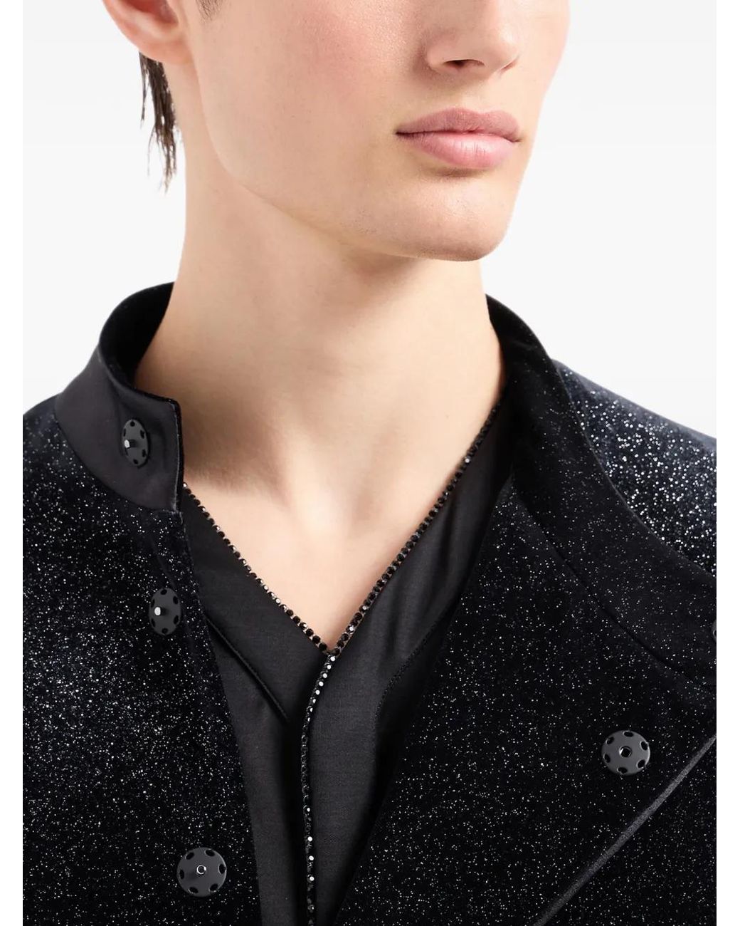 Giorgio Armani Black Rhinestone-Embellished Shirt for men