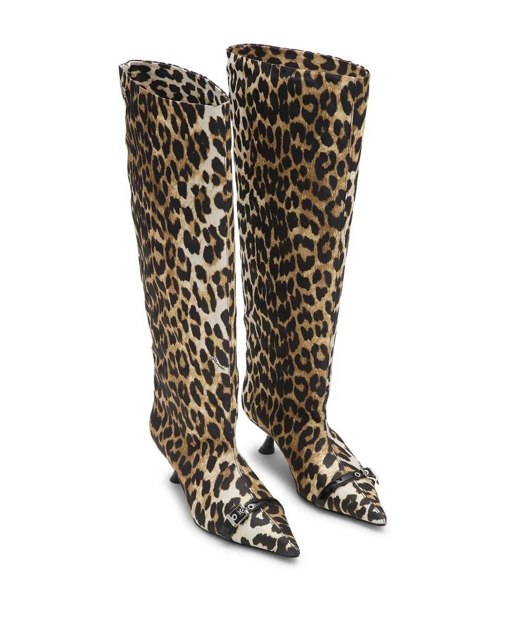 Ganni Brown Animal Print Fabric Boots