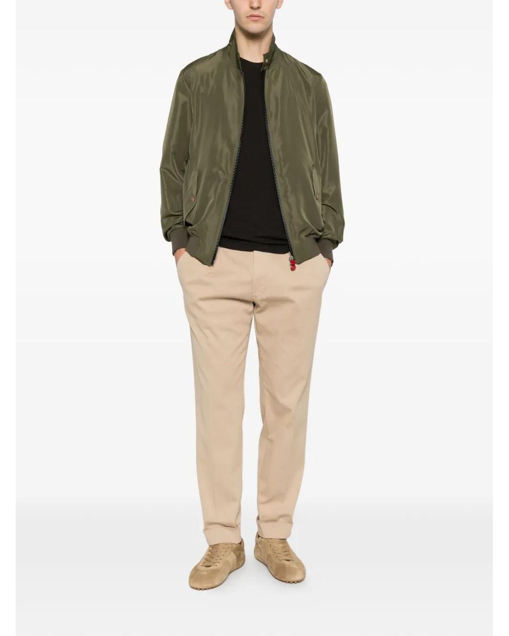 Kiton Green Zip-Up Bomber Jacket for men