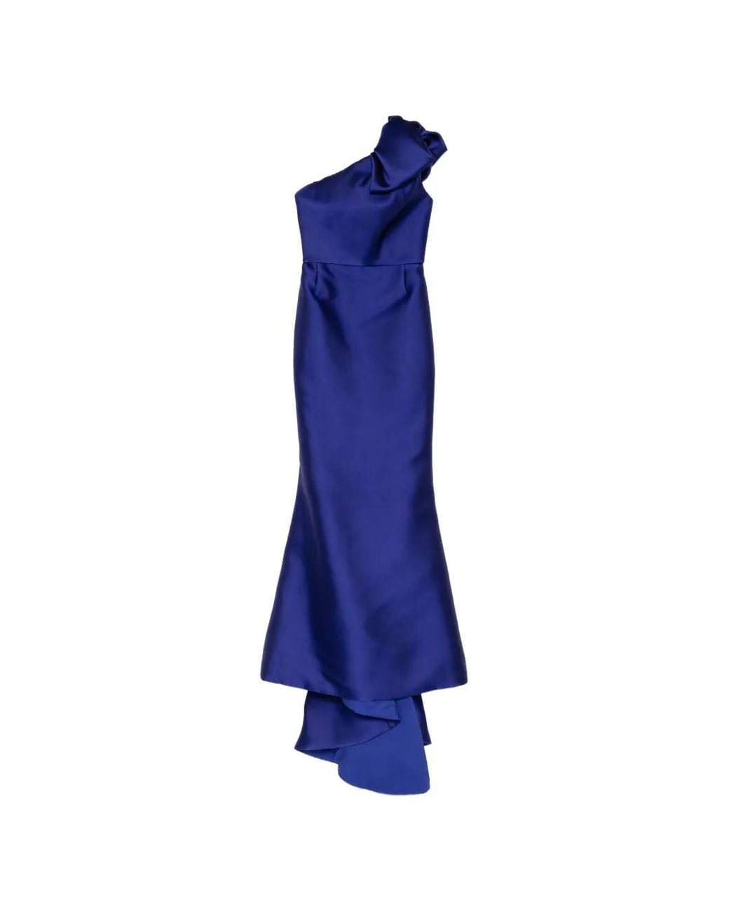 Marchesa Blue Bow-Detail Asymmetric Gown