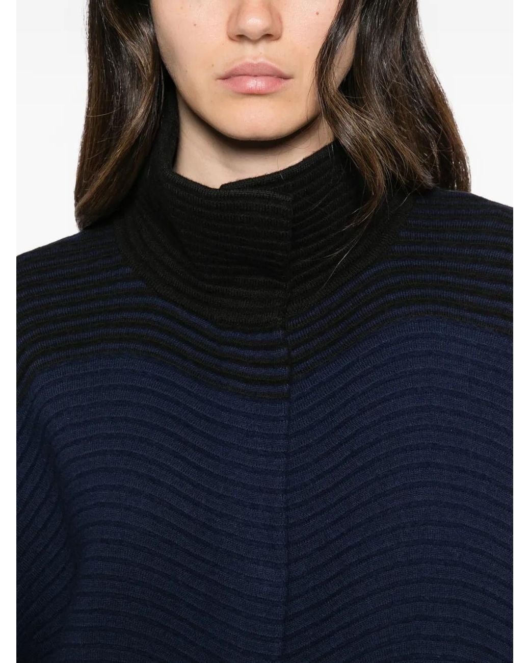 Emporio Armani Blue Wave-Pattern Ribbed Jacket